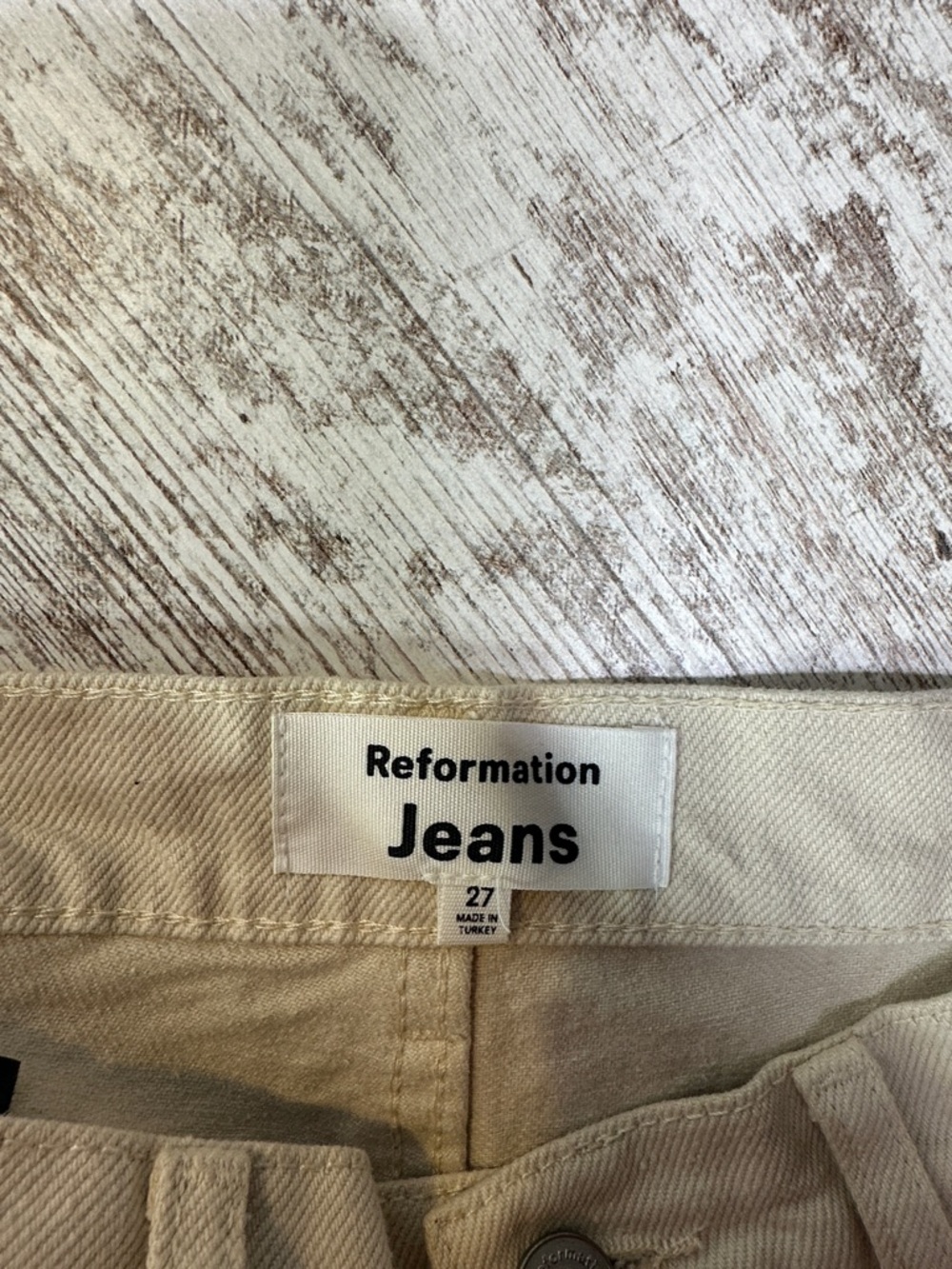Reformation High-Rise Straight Jeans in Beige Off White - Picture 9 of 14